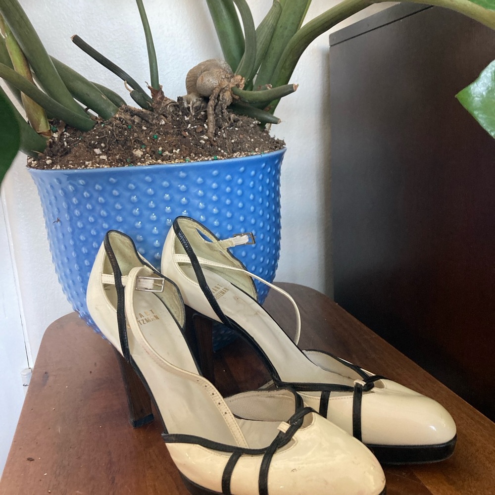 Elegant Cream and Black Women's Stuart Weitzman Heels